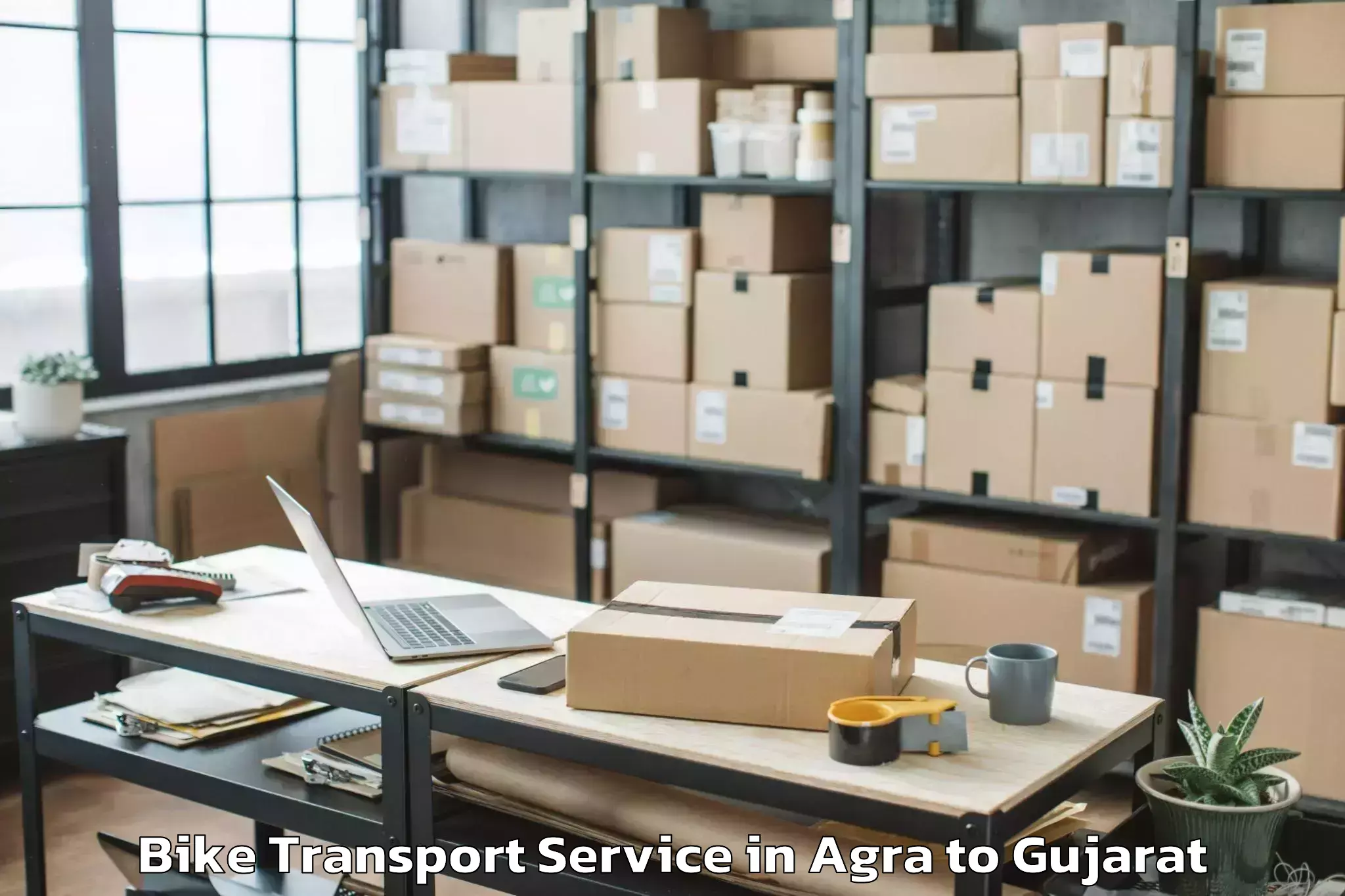 Reliable Agra to Nexus Ahmedabad One Mall Bike Transport